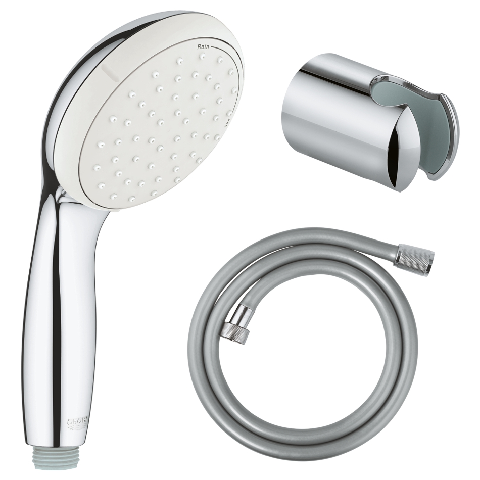 Grohe Tempesta 100 III Handbrausenset – 3 Strahlarten, SpeedClean Antikalk, Mit Halter & Schlauch